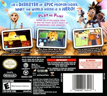 Cloudy with a Chance of Meatballs (USA) (En,Fr,De,Es,It) box cover back